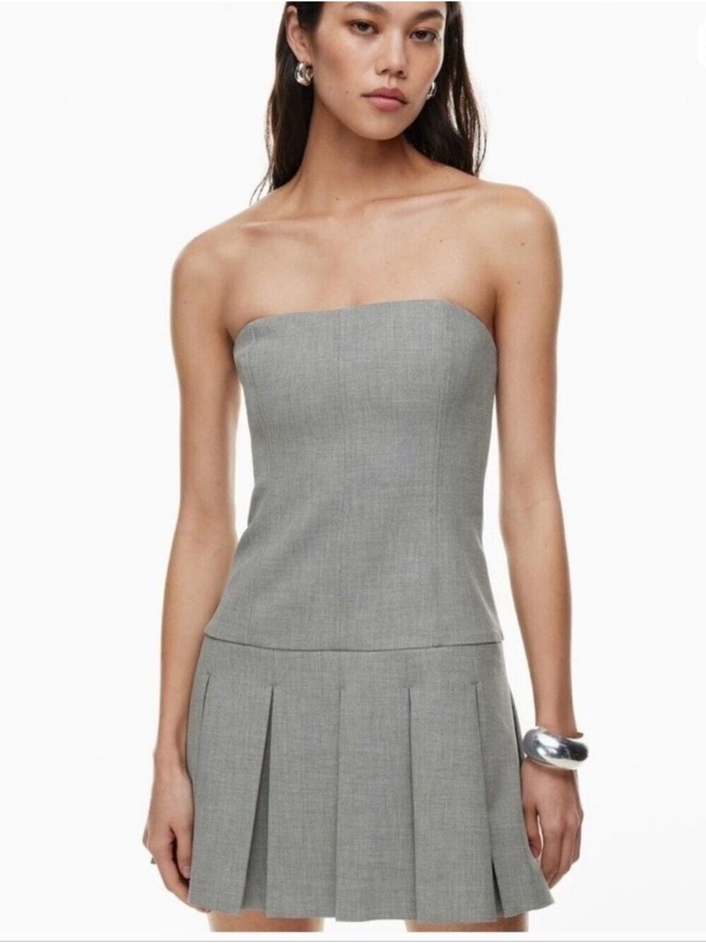 Christrian Lacroix Gray Strapless Schoolgirl Dress